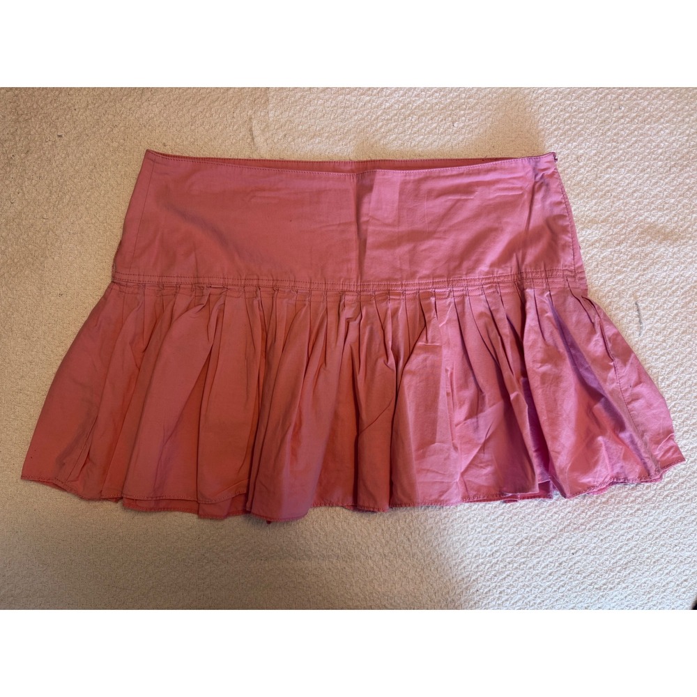 Vintage Plugg Pink Pleated Drop Waist Mini Skirt Y2K Coquette Size 9